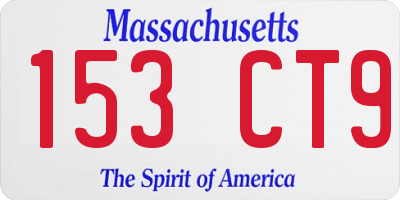 MA license plate 153CT9