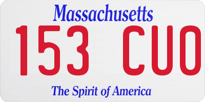 MA license plate 153CU0