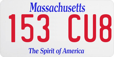 MA license plate 153CU8