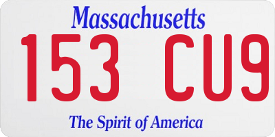 MA license plate 153CU9