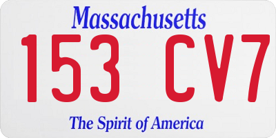 MA license plate 153CV7