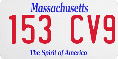 MA license plate 153CV9