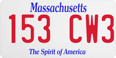 MA license plate 153CW3