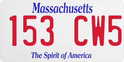MA license plate 153CW5