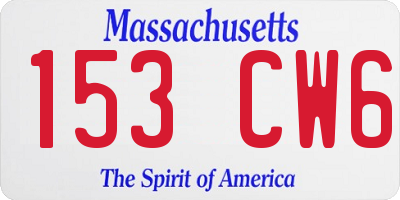 MA license plate 153CW6