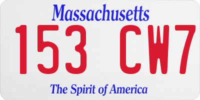 MA license plate 153CW7