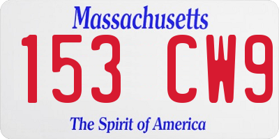 MA license plate 153CW9