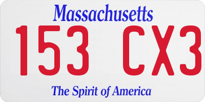 MA license plate 153CX3