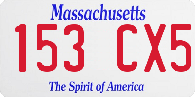 MA license plate 153CX5