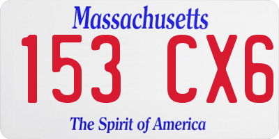 MA license plate 153CX6