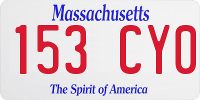 MA license plate 153CY0
