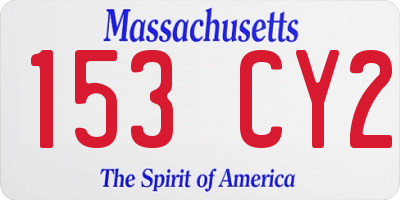 MA license plate 153CY2