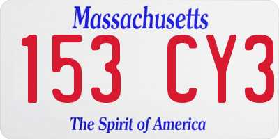 MA license plate 153CY3