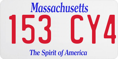 MA license plate 153CY4