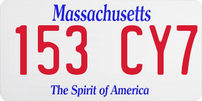 MA license plate 153CY7