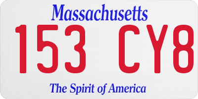 MA license plate 153CY8
