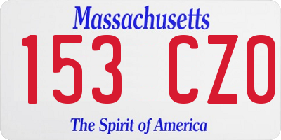 MA license plate 153CZ0