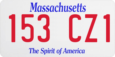 MA license plate 153CZ1