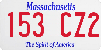 MA license plate 153CZ2