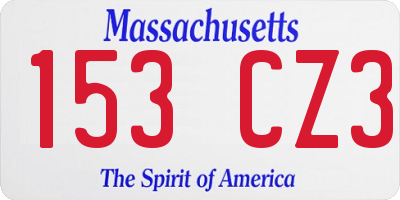 MA license plate 153CZ3