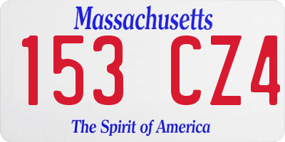 MA license plate 153CZ4