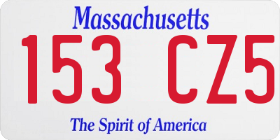 MA license plate 153CZ5