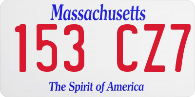 MA license plate 153CZ7