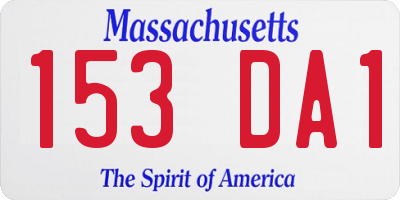 MA license plate 153DA1