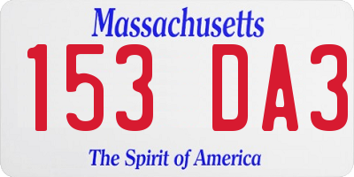 MA license plate 153DA3