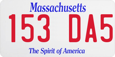 MA license plate 153DA5