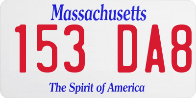 MA license plate 153DA8