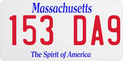 MA license plate 153DA9
