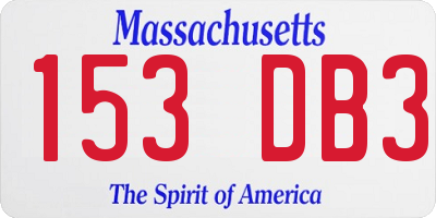 MA license plate 153DB3