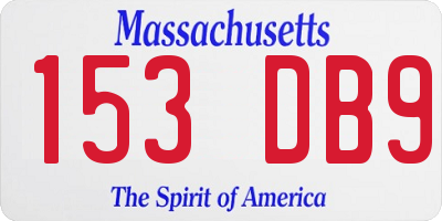 MA license plate 153DB9