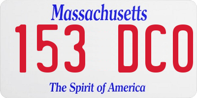 MA license plate 153DC0