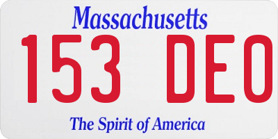 MA license plate 153DE0