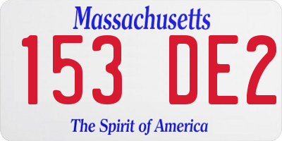 MA license plate 153DE2