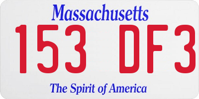 MA license plate 153DF3