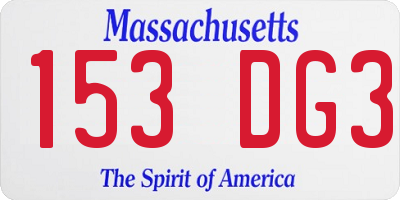 MA license plate 153DG3