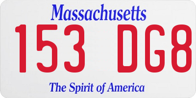 MA license plate 153DG8