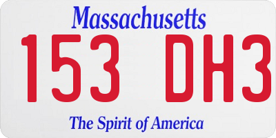 MA license plate 153DH3