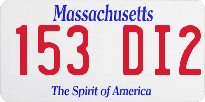 MA license plate 153DI2