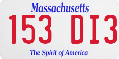 MA license plate 153DI3