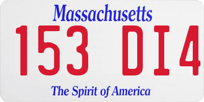 MA license plate 153DI4