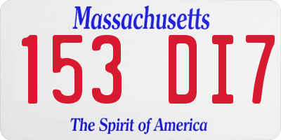 MA license plate 153DI7