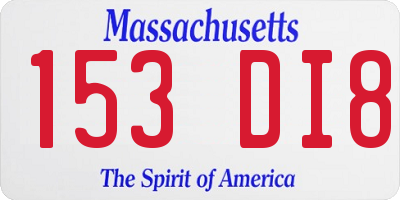 MA license plate 153DI8