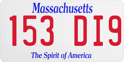 MA license plate 153DI9