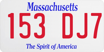 MA license plate 153DJ7