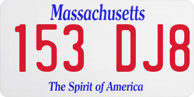 MA license plate 153DJ8