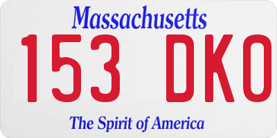 MA license plate 153DK0